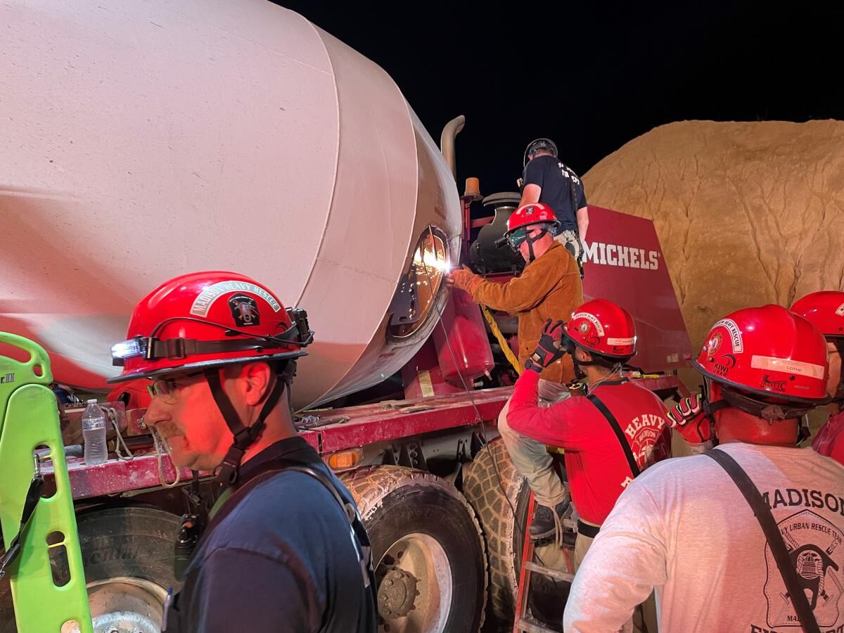 Cement truck rescue